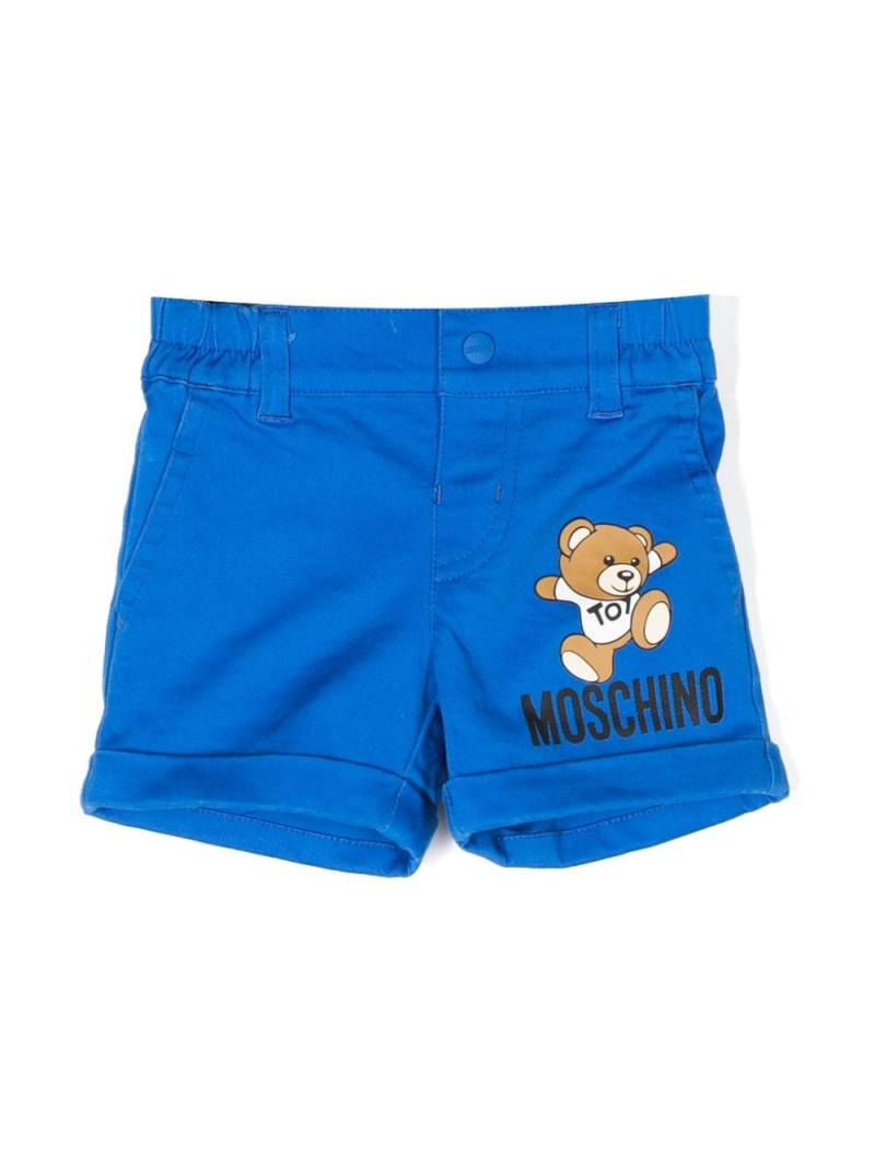 Moschino Kids Teddy Bear-print elasticated-waist shorts - Blue von Moschino Kids