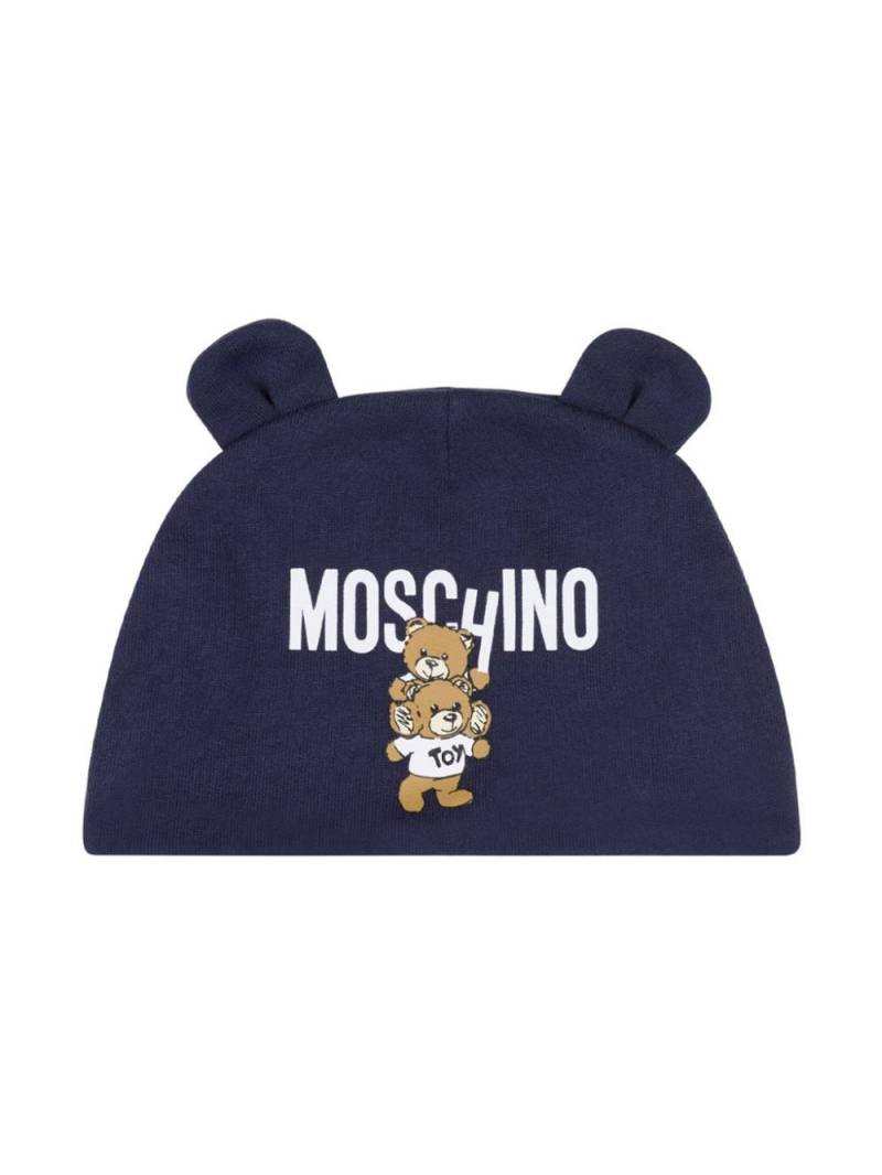 Moschino Kids Teddy Bear-print hat - Blue von Moschino Kids