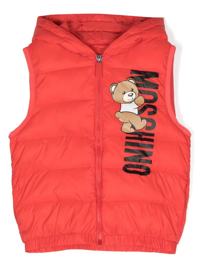 Moschino Kids Teddy Bear-print padded gilet - Red von Moschino Kids