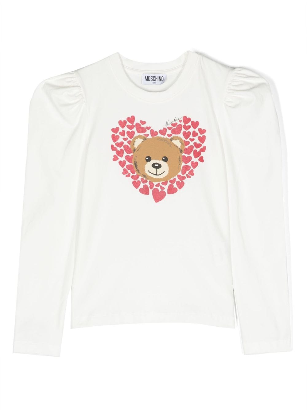 Moschino Kids Teddy Bear-print puff-sleeve top - White von Moschino Kids