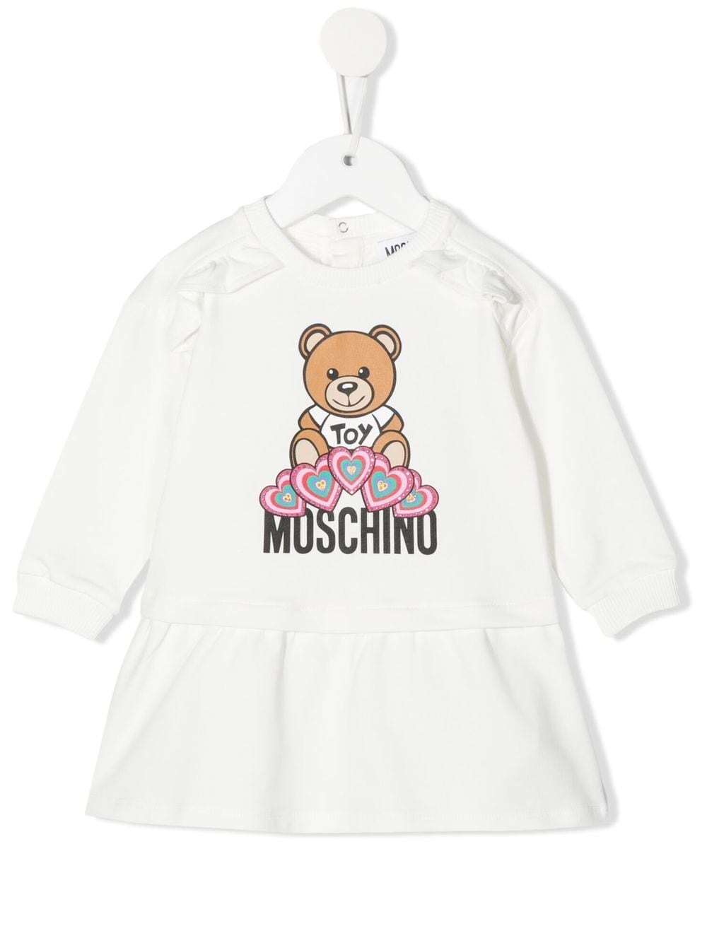 Moschino Kids Teddy Bear-print ruffled mini dress - White von Moschino Kids