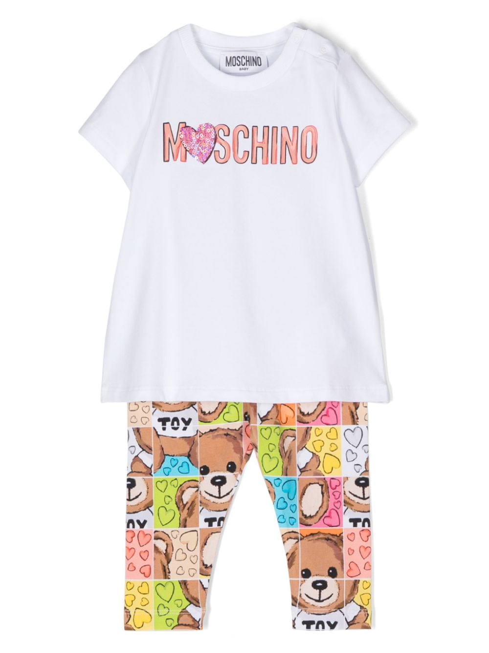 Moschino Kids Teddy Bear-print trousers set - White von Moschino Kids