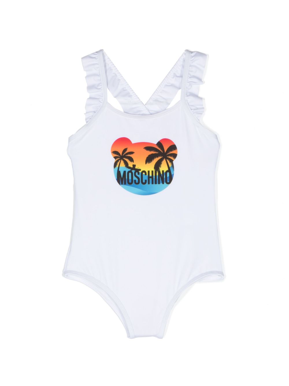 Moschino Kids Teddy Bear ruffled swimsuit - White von Moschino Kids