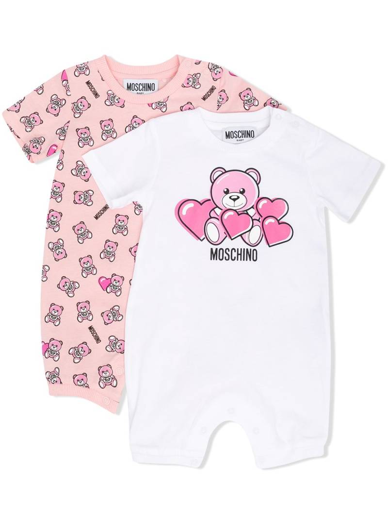 Moschino Kids Teddy logo print romper - White von Moschino Kids