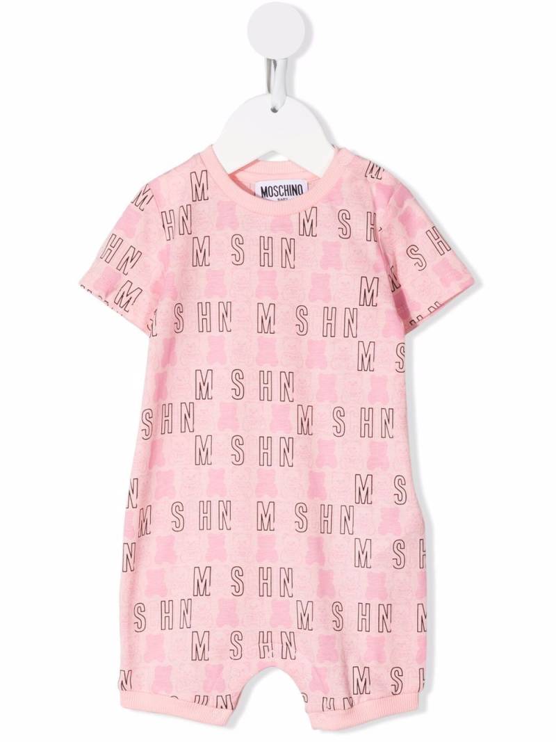 Moschino Kids Teddy logo print short-sleeved shorties - Pink von Moschino Kids