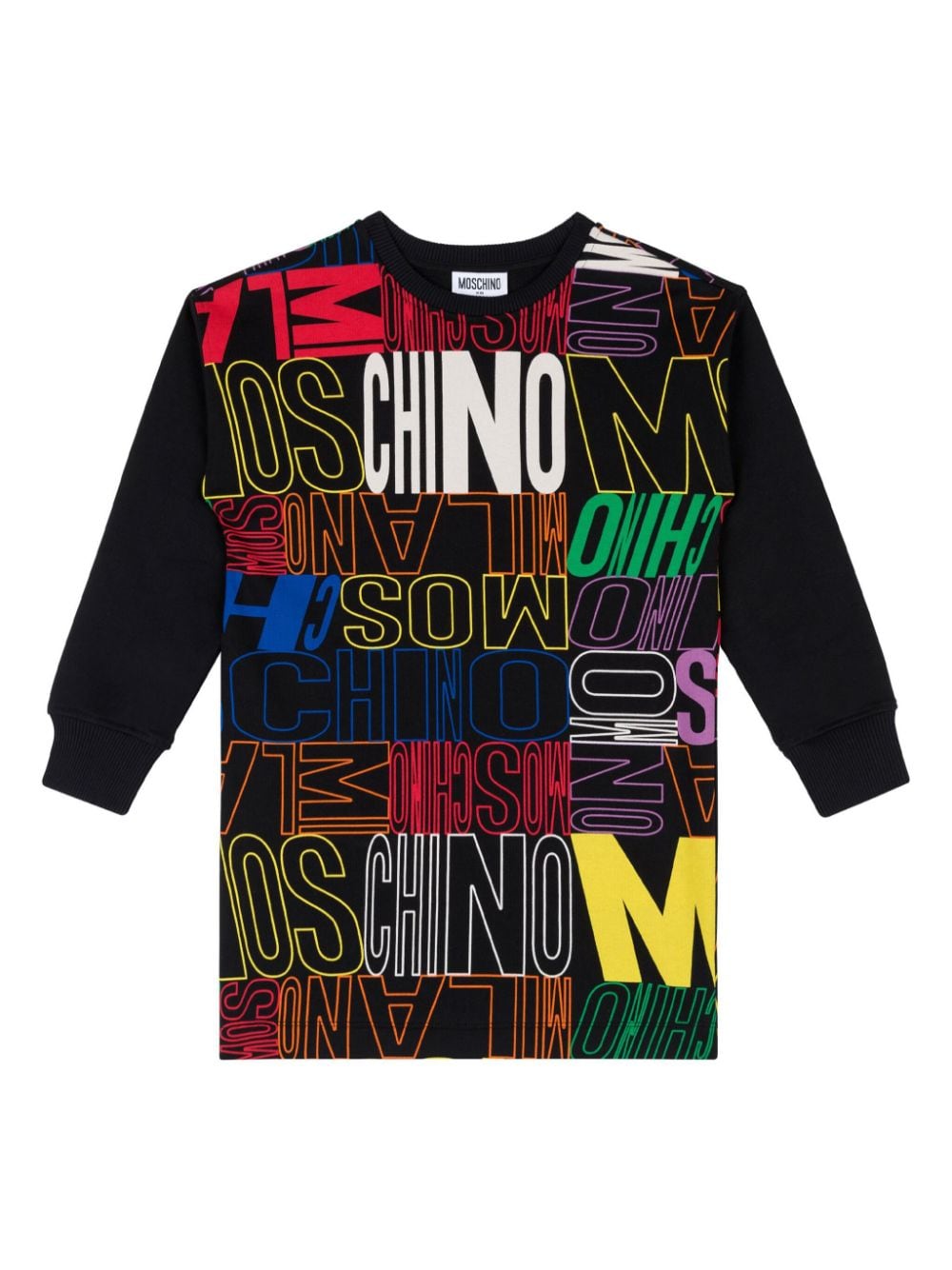 Moschino Kids all over graphic logo print dress - Black von Moschino Kids