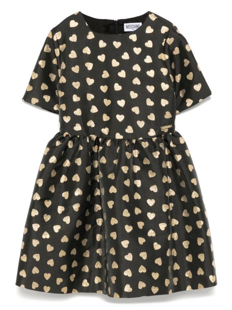 Moschino Kids all-over heart print dress - Black von Moschino Kids