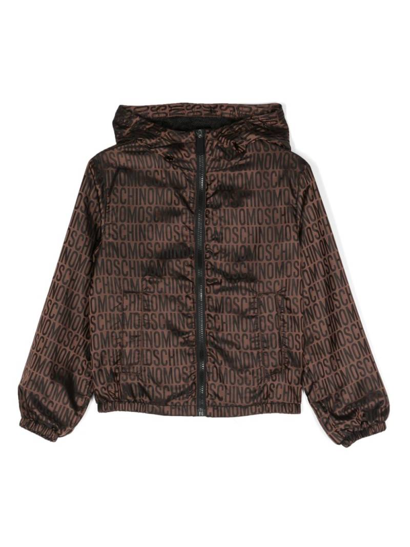 Moschino Kids all-over jacquard-logo jacket - Brown von Moschino Kids