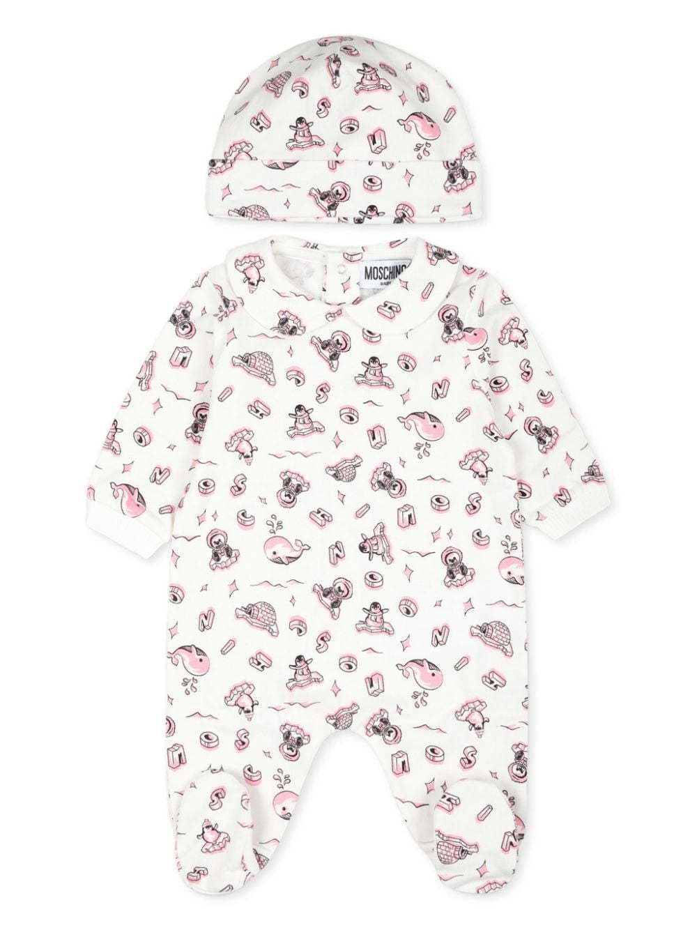 Moschino Kids all-over logo print babygrow set (set of two) - White von Moschino Kids