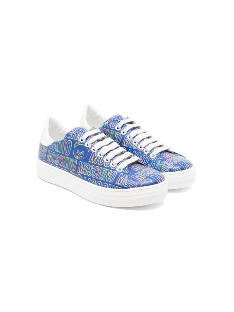 Moschino Kids all-over logo print sneakers - Blue von Moschino Kids