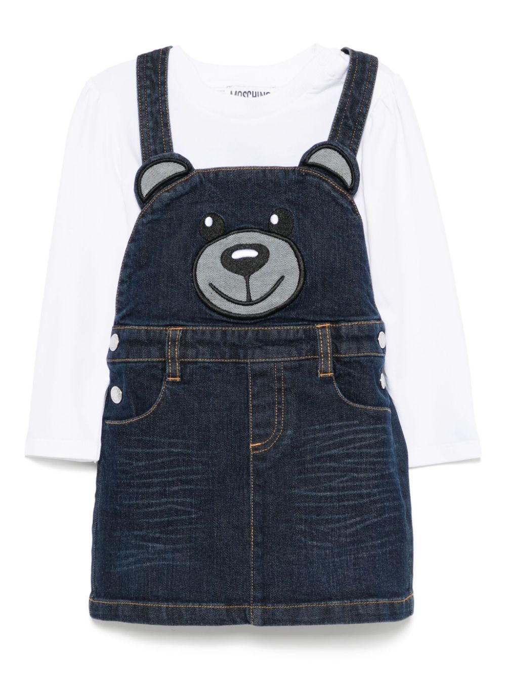 Moschino Kids bear-embroidered jumpsuit - Blue von Moschino Kids