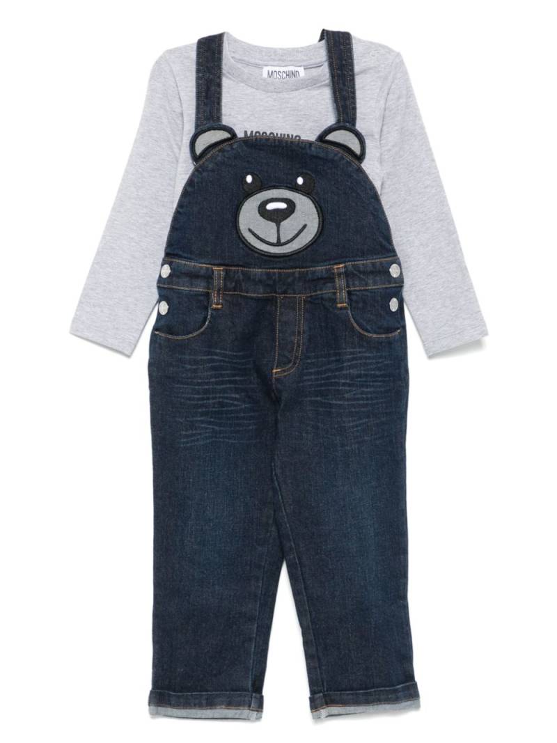 Moschino Kids bear-motif dungarees - Blue von Moschino Kids