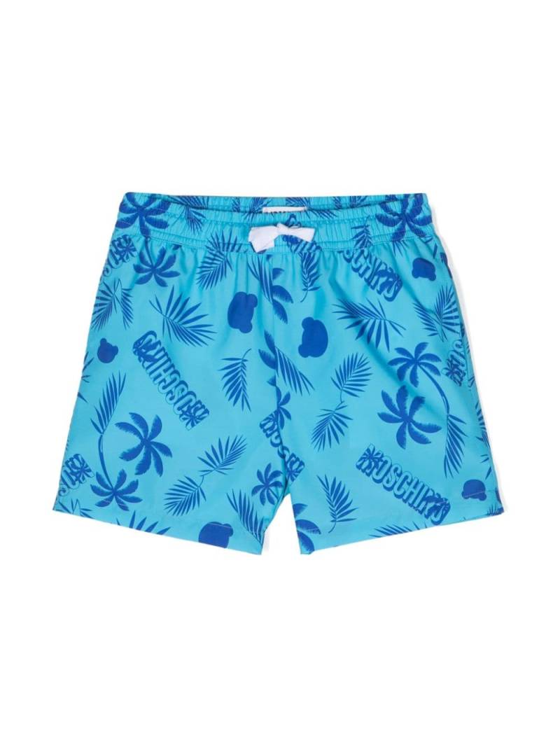 Moschino Kids botanical logo-print swim shorts - Blue von Moschino Kids