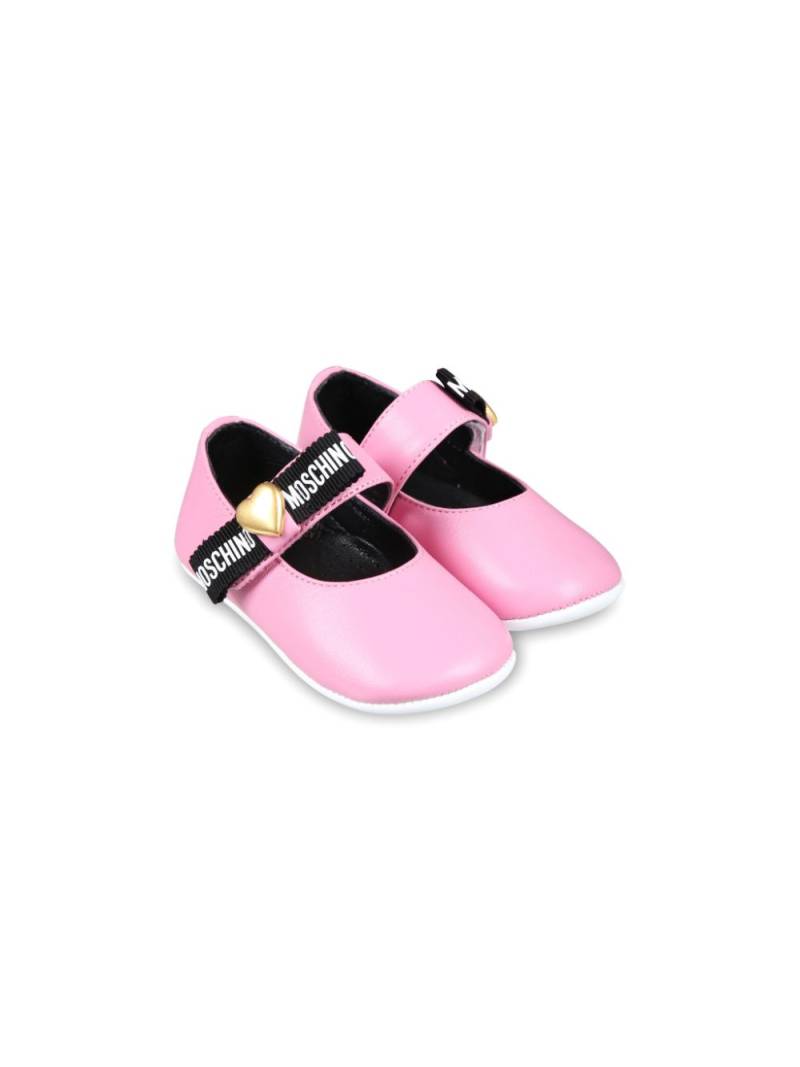 Moschino Kids bow-detail leather ballerinas - Pink von Moschino Kids