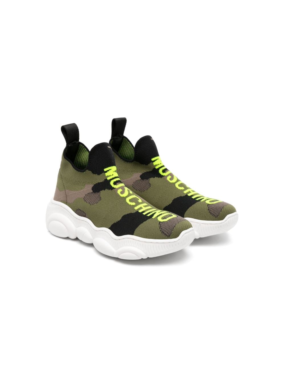 Moschino Kids camouflage knitted sneakers - Green von Moschino Kids