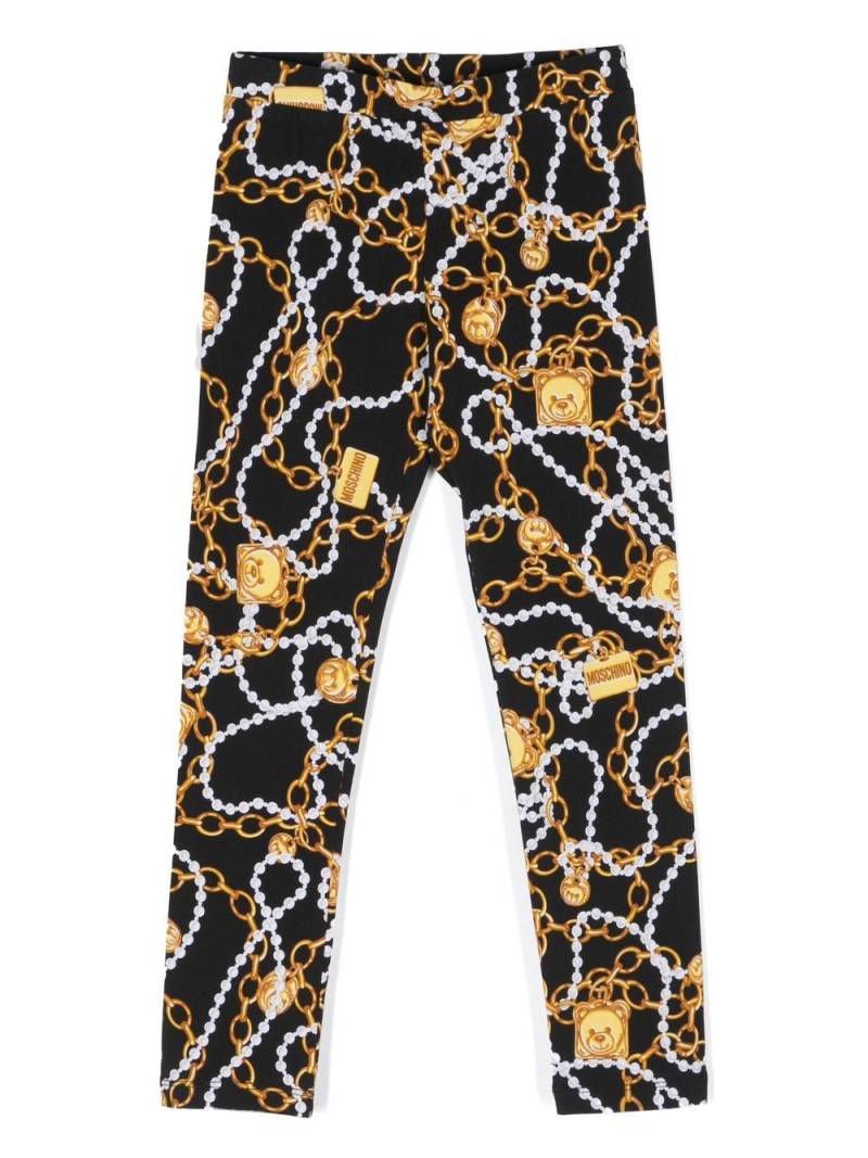 Moschino Kids chain-link print leggings - Black von Moschino Kids