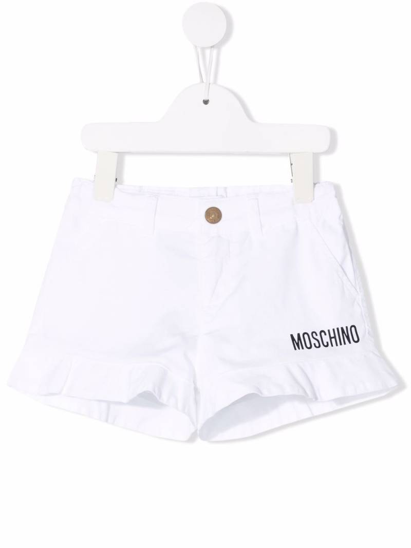 Moschino Kids denim ruffled shorts - White von Moschino Kids