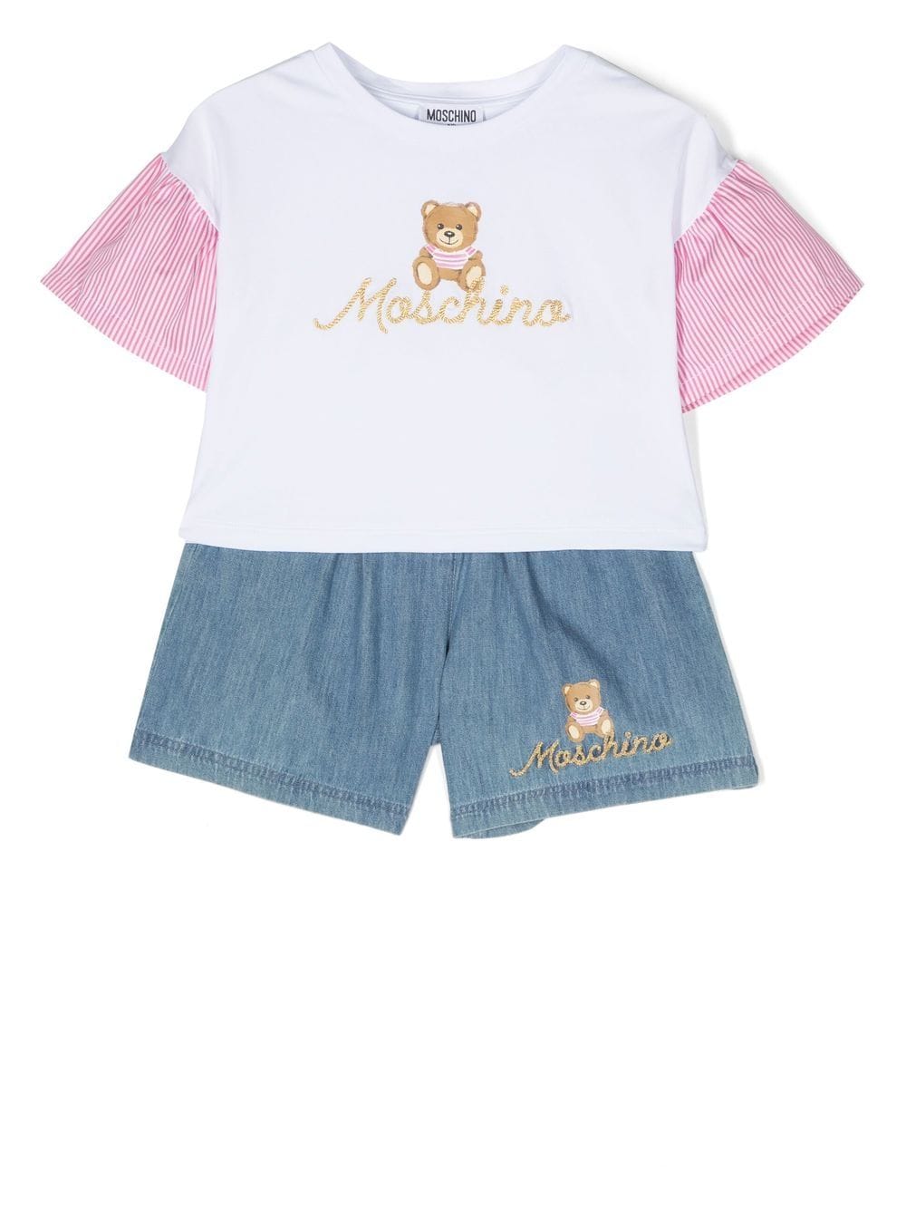 Moschino Kids denim-shorts T-shirt tracksuit - Blue von Moschino Kids