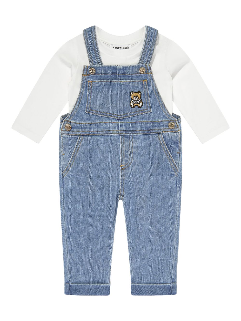 Moschino Kids dungarees T-shirt set - Blue von Moschino Kids