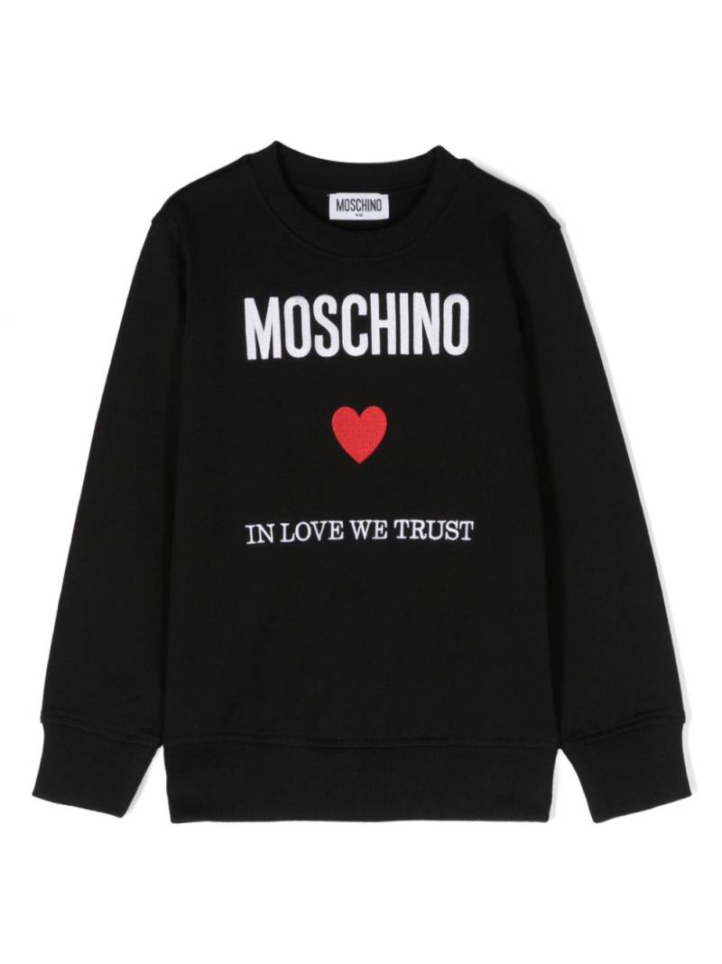 Moschino Kids embroidered-logo cotton sweatshirt - Black von Moschino Kids