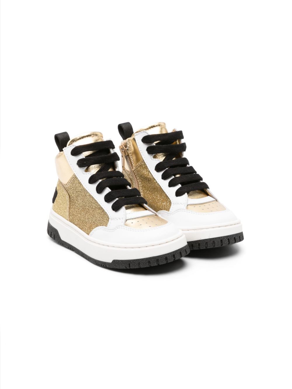 Moschino Kids embroidered-logo high-top sneakers - Gold von Moschino Kids