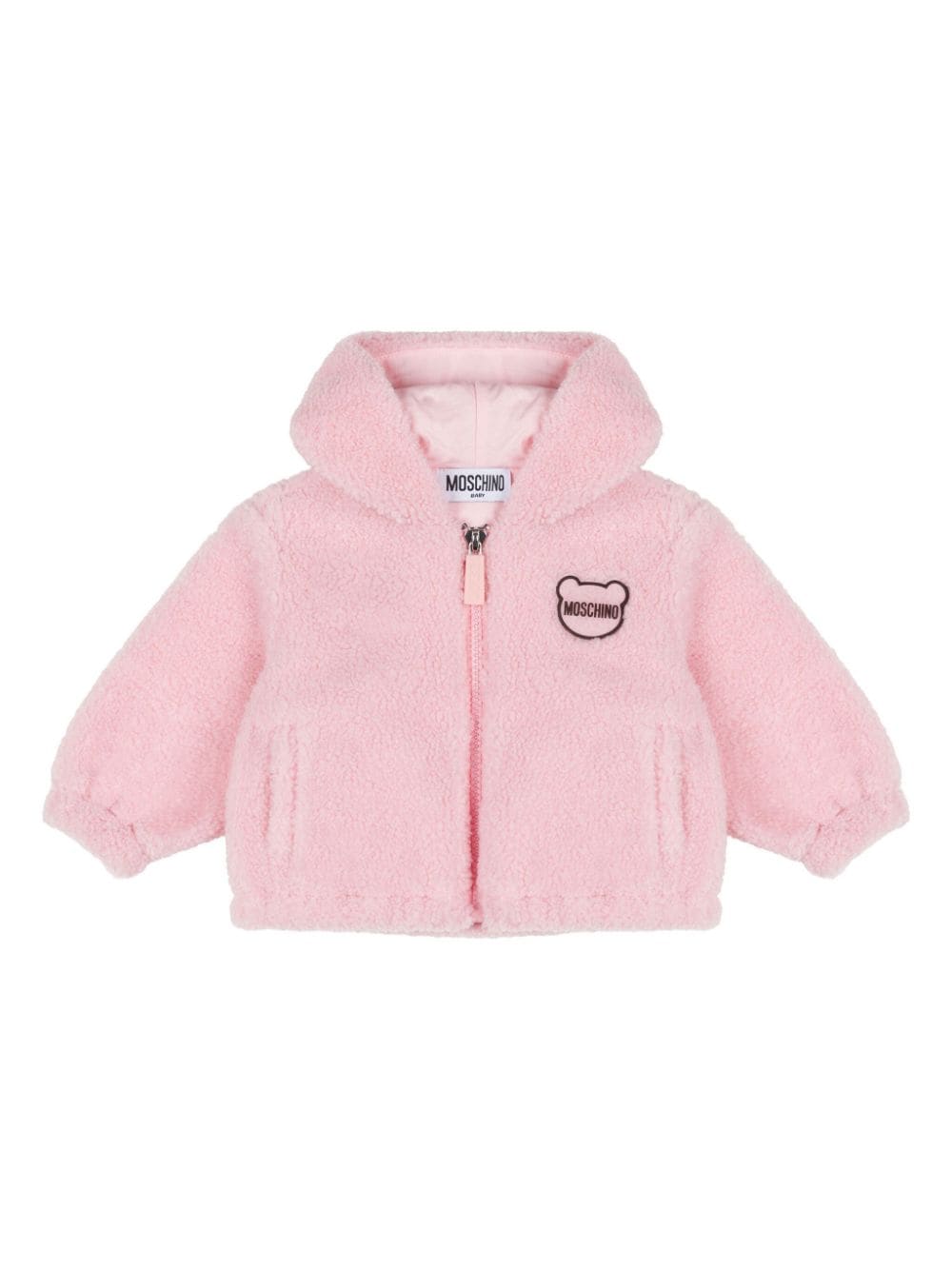 Moschino Kids faux-fur hooded zip-up jacket - Pink von Moschino Kids