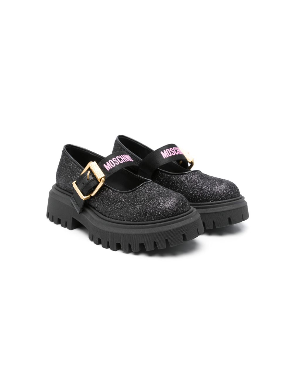 Moschino Kids glitter moccasins - Black von Moschino Kids