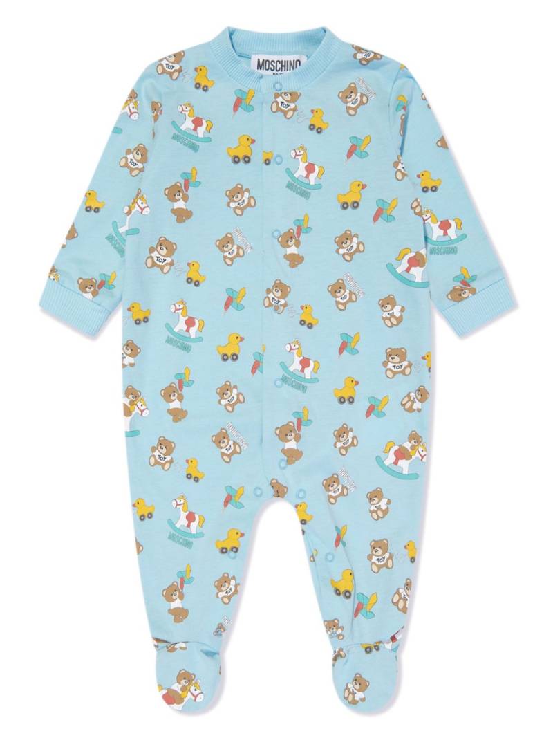 Moschino Kids graphic-print cotton onesie - Blue von Moschino Kids