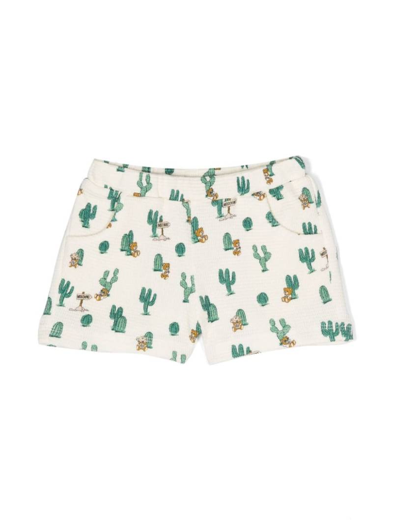 Moschino Kids graphic-print cotton shorts - Neutrals von Moschino Kids