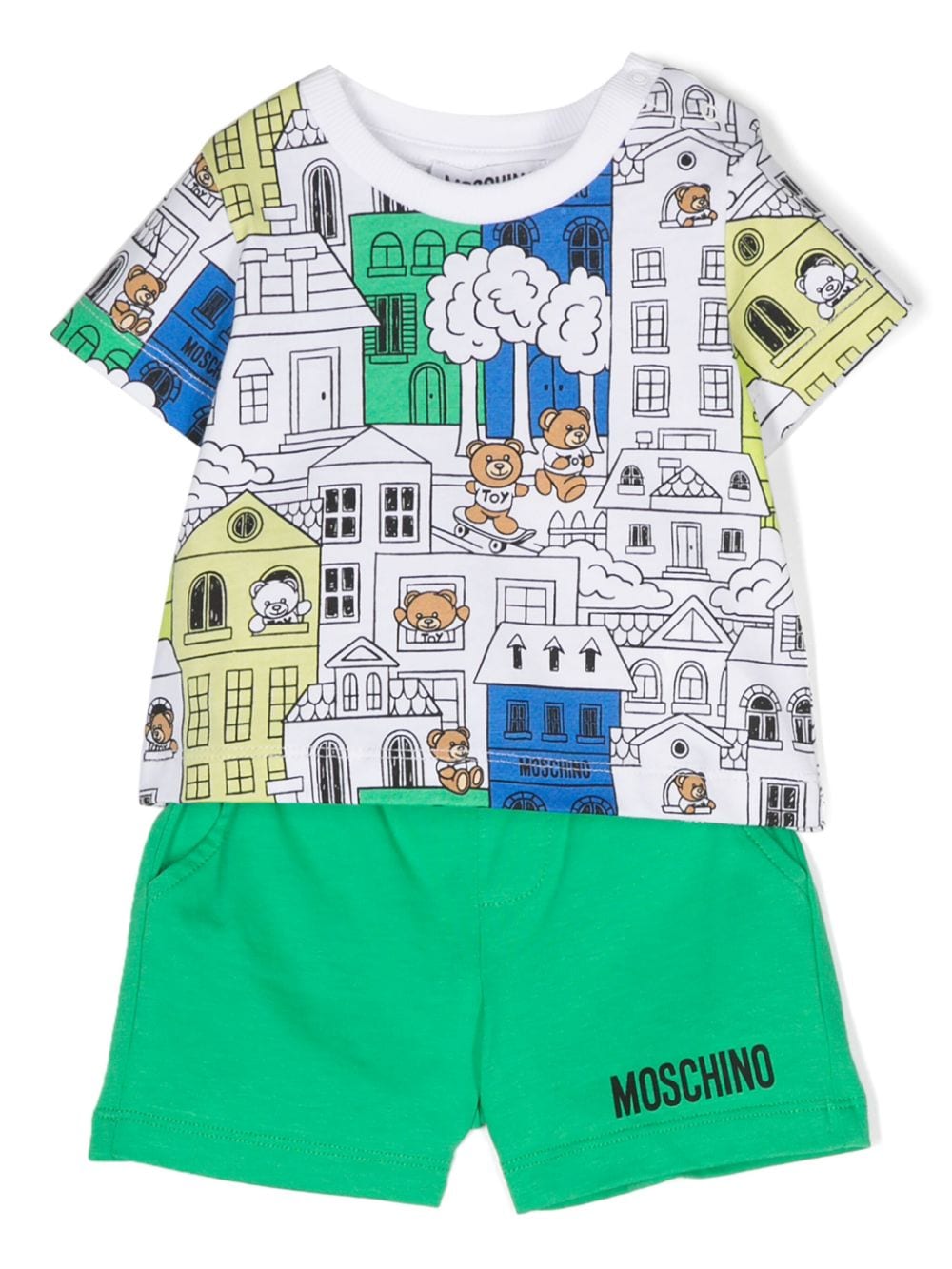 Moschino Kids graphic-print cotton shorts set - Green von Moschino Kids