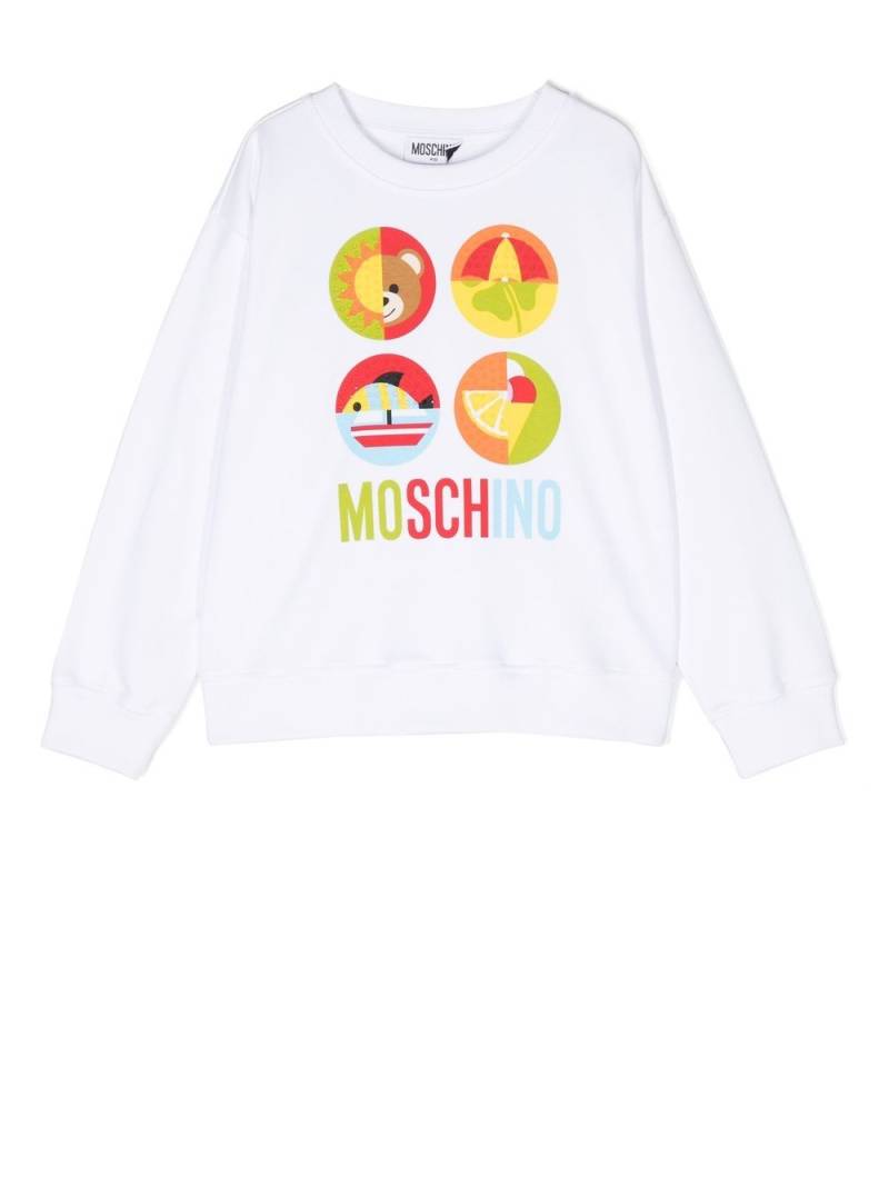 Moschino Kids graphic-print cotton sweatshirt - White von Moschino Kids