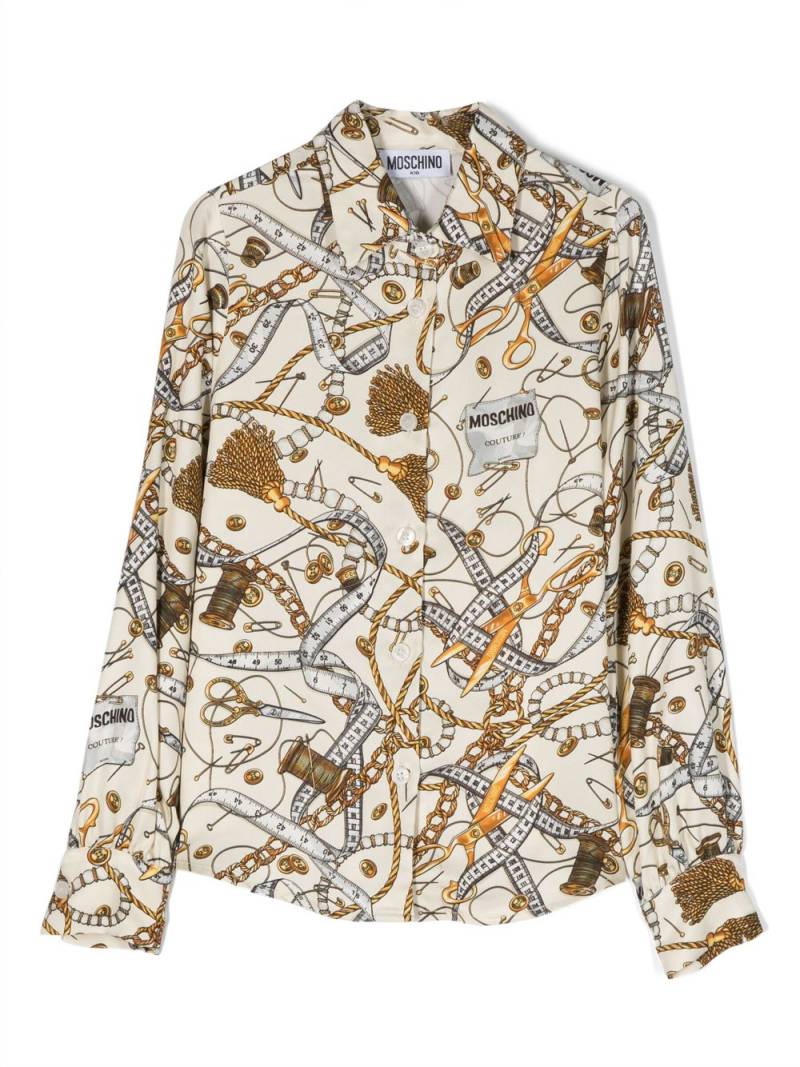 Moschino Kids graphic-print long-sleeve shirt - Neutrals von Moschino Kids