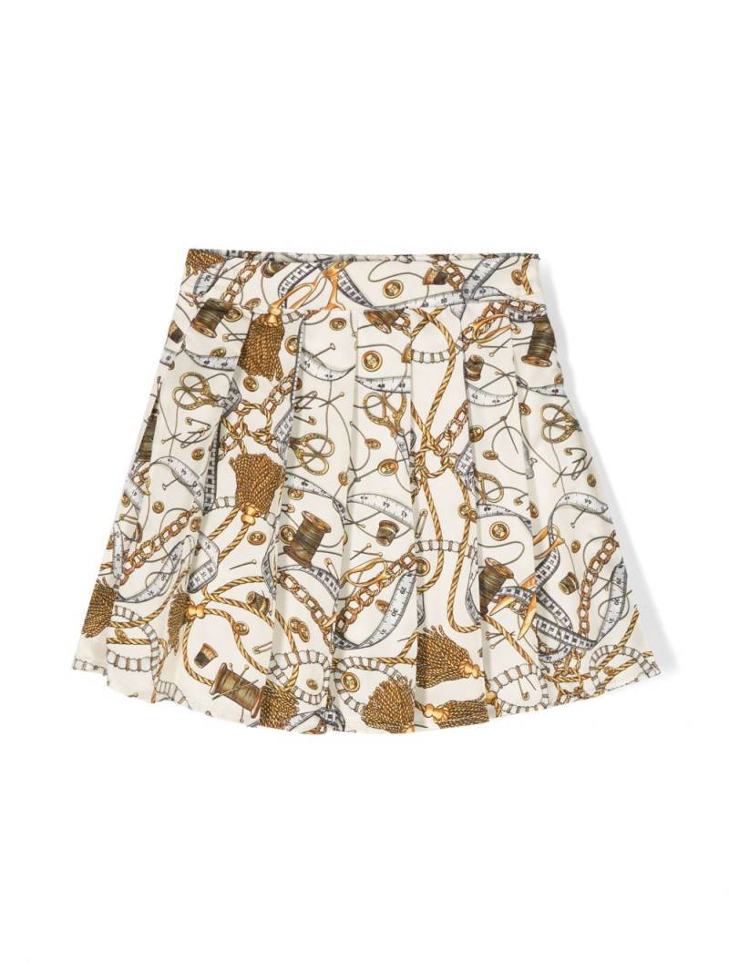 Moschino Kids graphic-print pleated skirt - Neutrals von Moschino Kids