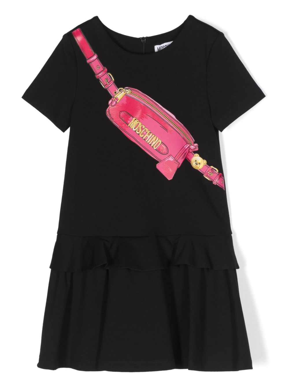 Moschino Kids graphic-print ruffled-detail dress - Black von Moschino Kids