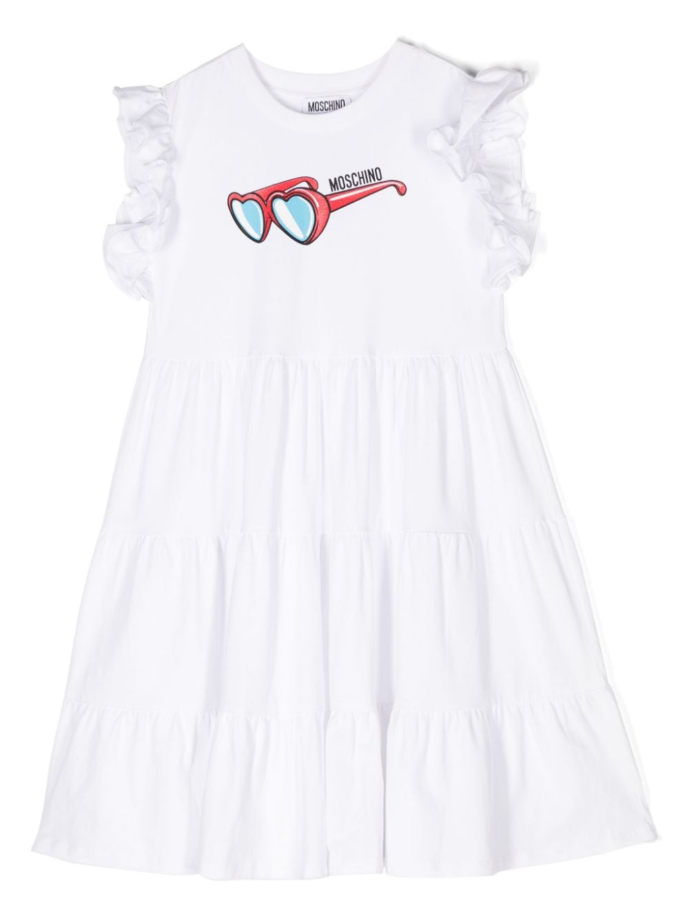 Moschino Kids graphic-print tiered-skirt dress - White von Moschino Kids