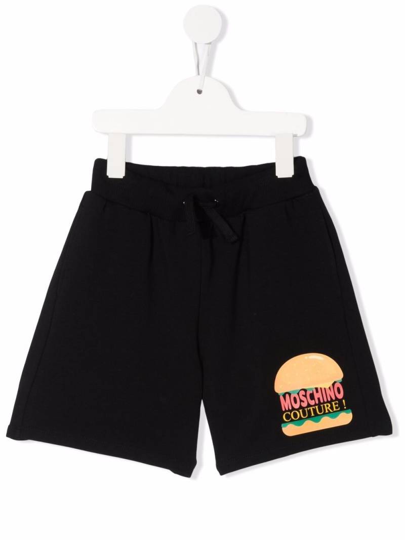 Moschino Kids hamburger logo track shorts - Black von Moschino Kids