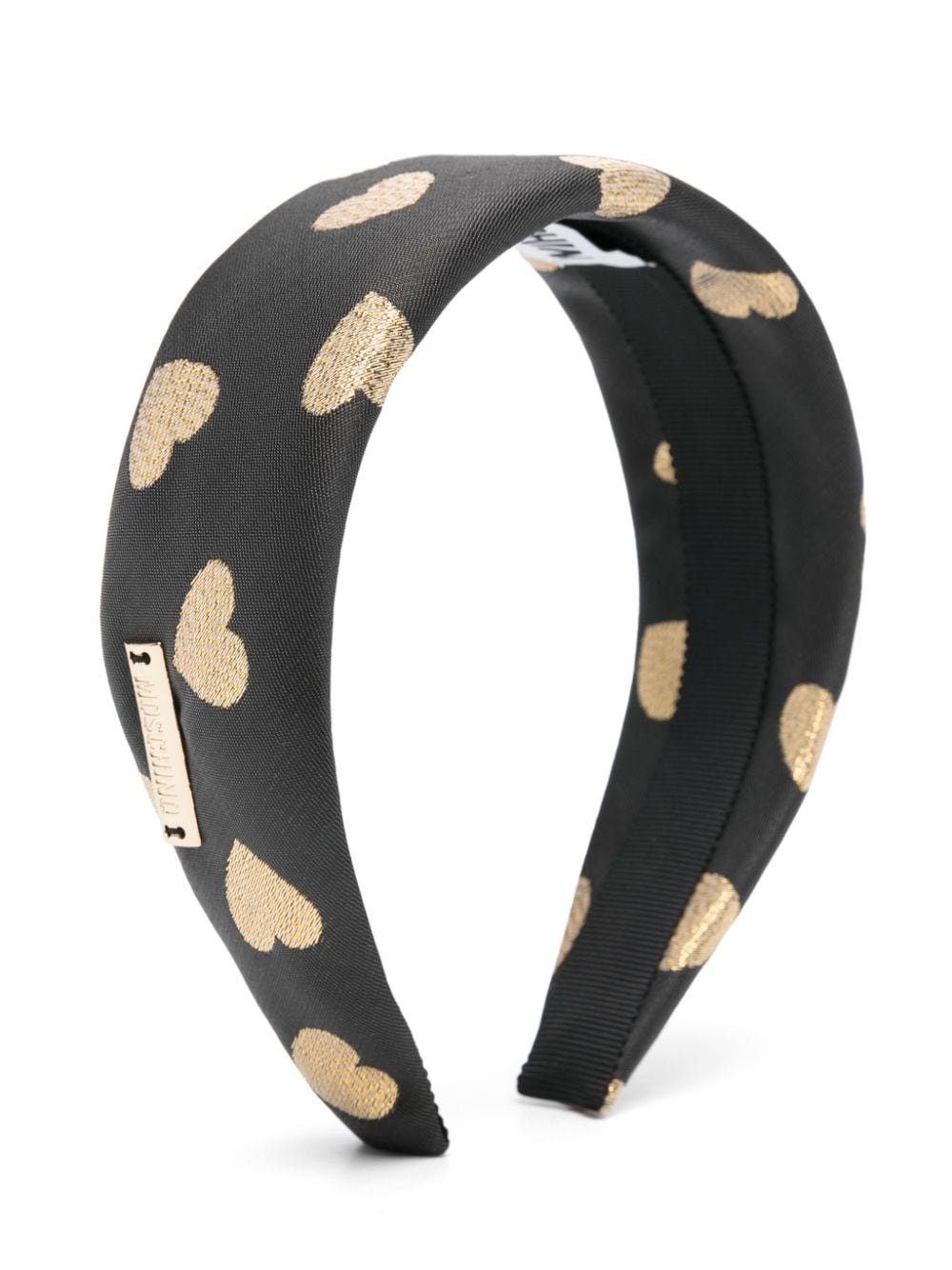 Moschino Kids heart-embroidered head band - Black von Moschino Kids