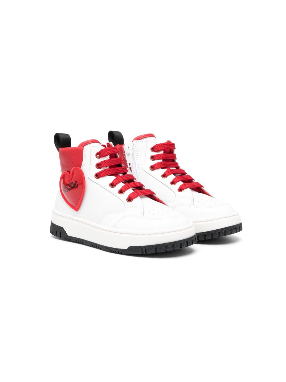 Moschino Kids heart logo-patch hi-top sneakers - White von Moschino Kids