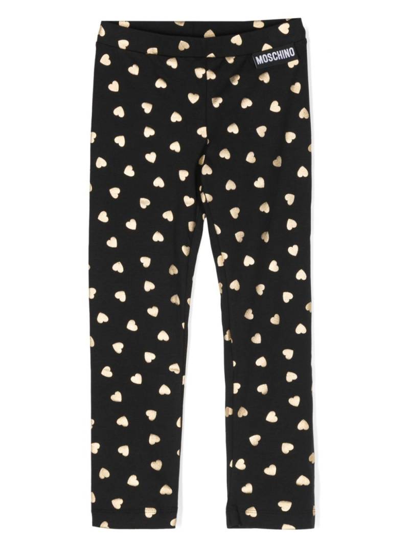 Moschino Kids heart-print cotton leggings - Black von Moschino Kids