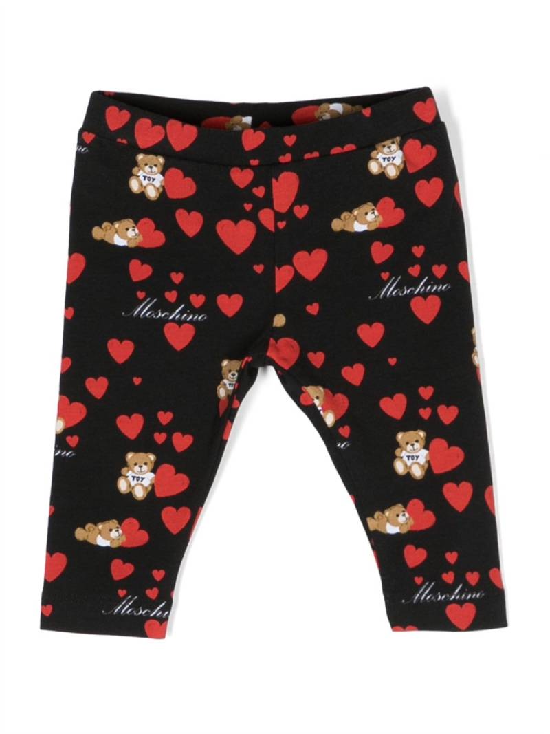 Moschino Kids heart-print stretch cotton leggins - Black von Moschino Kids