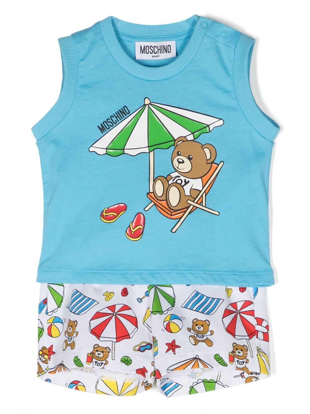 Moschino Kids illustration-print cotton short set - Blue von Moschino Kids