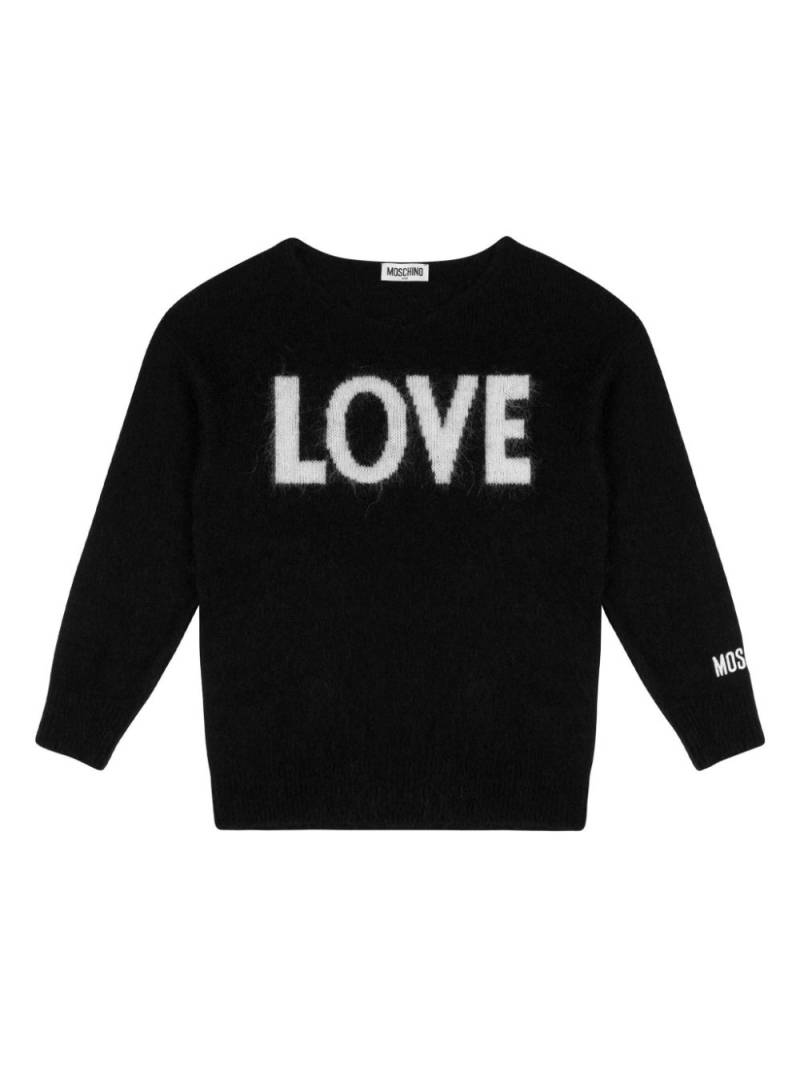 Moschino Kids intarsia-knit logo jumper - Black von Moschino Kids