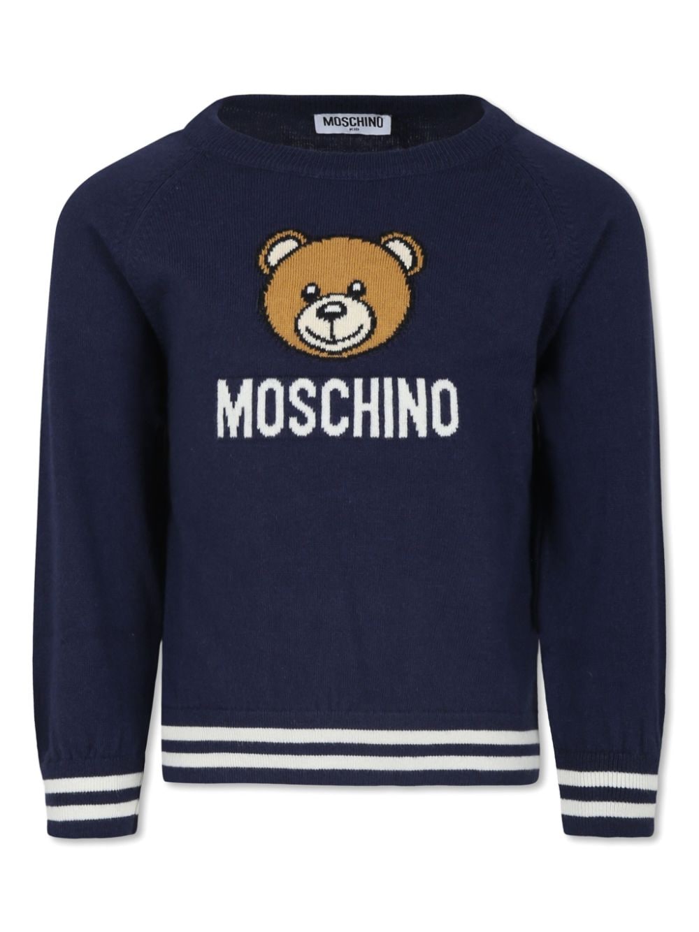 Moschino Kids intarsia-knit logo jumper - Blue von Moschino Kids