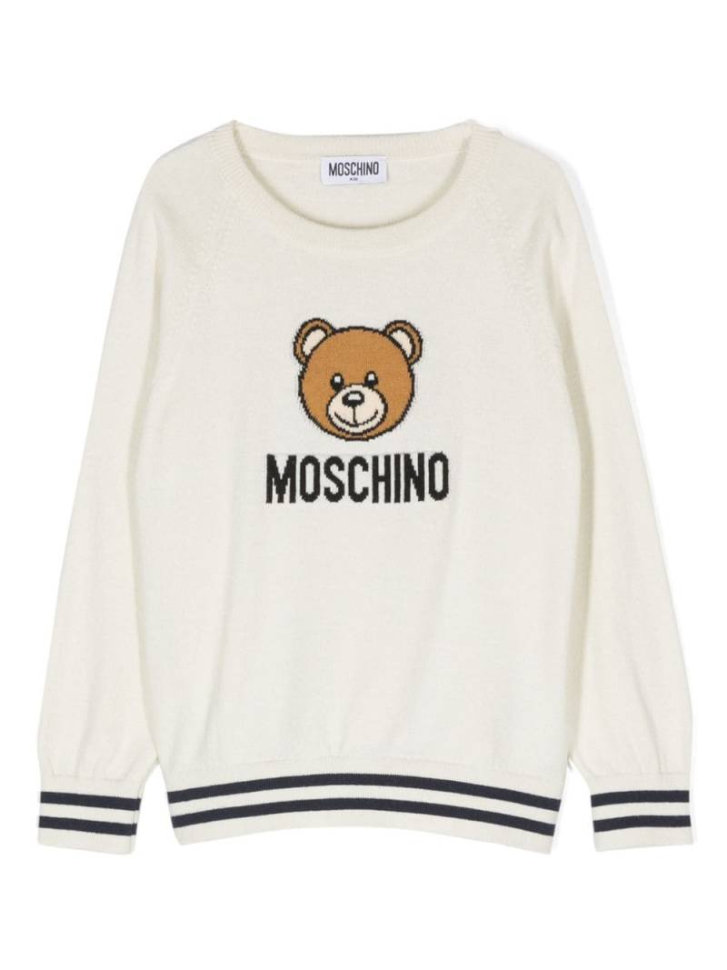 Moschino Kids intarsia-knit logo sweater - Neutrals von Moschino Kids