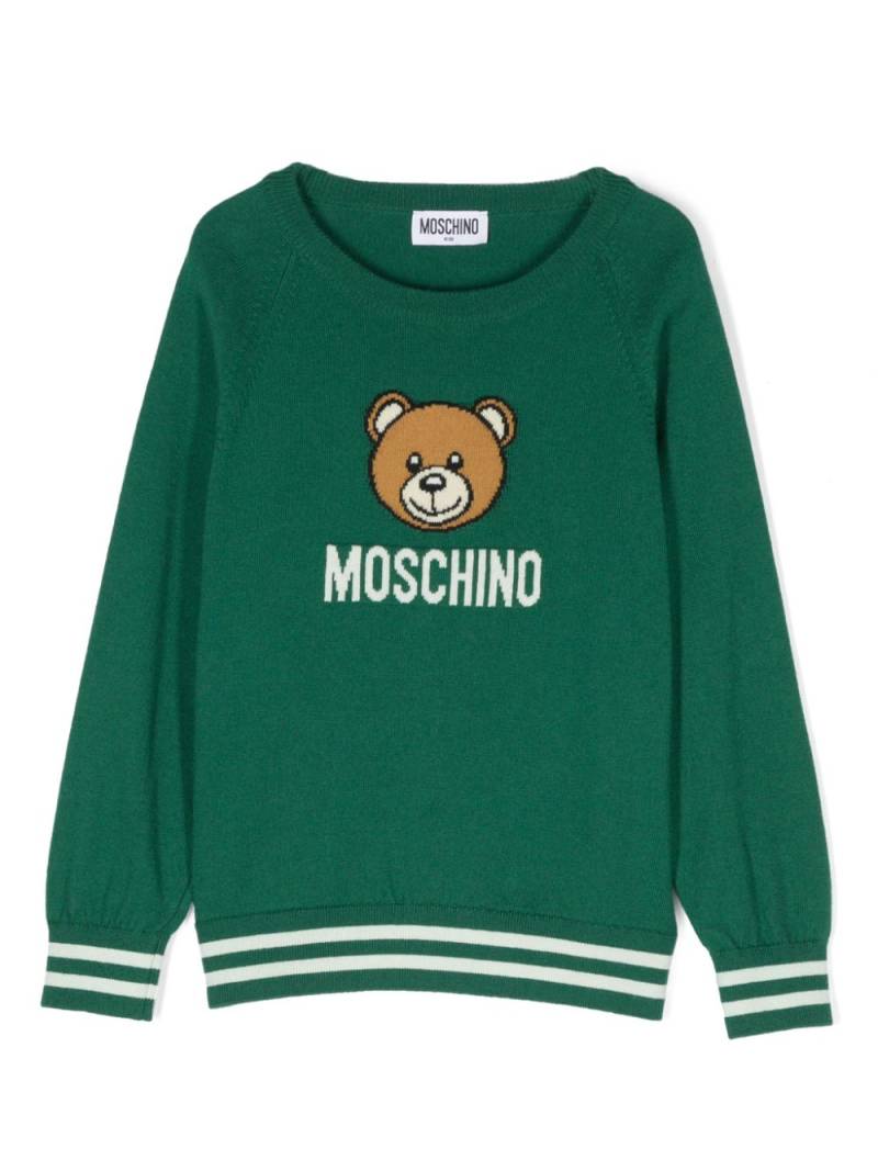 Moschino Kids intarsia-knit logo sweatshirt - Green von Moschino Kids