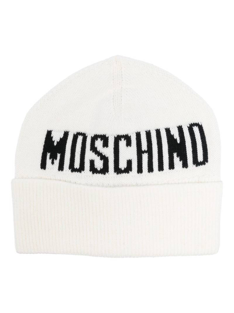 Moschino Kids intarsia-logo beanie hat - White von Moschino Kids