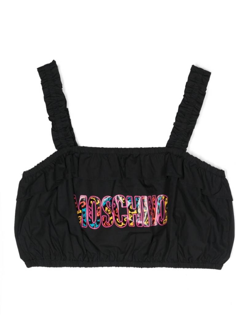 Moschino Kids logo-appliqué cotton tank top - Black von Moschino Kids