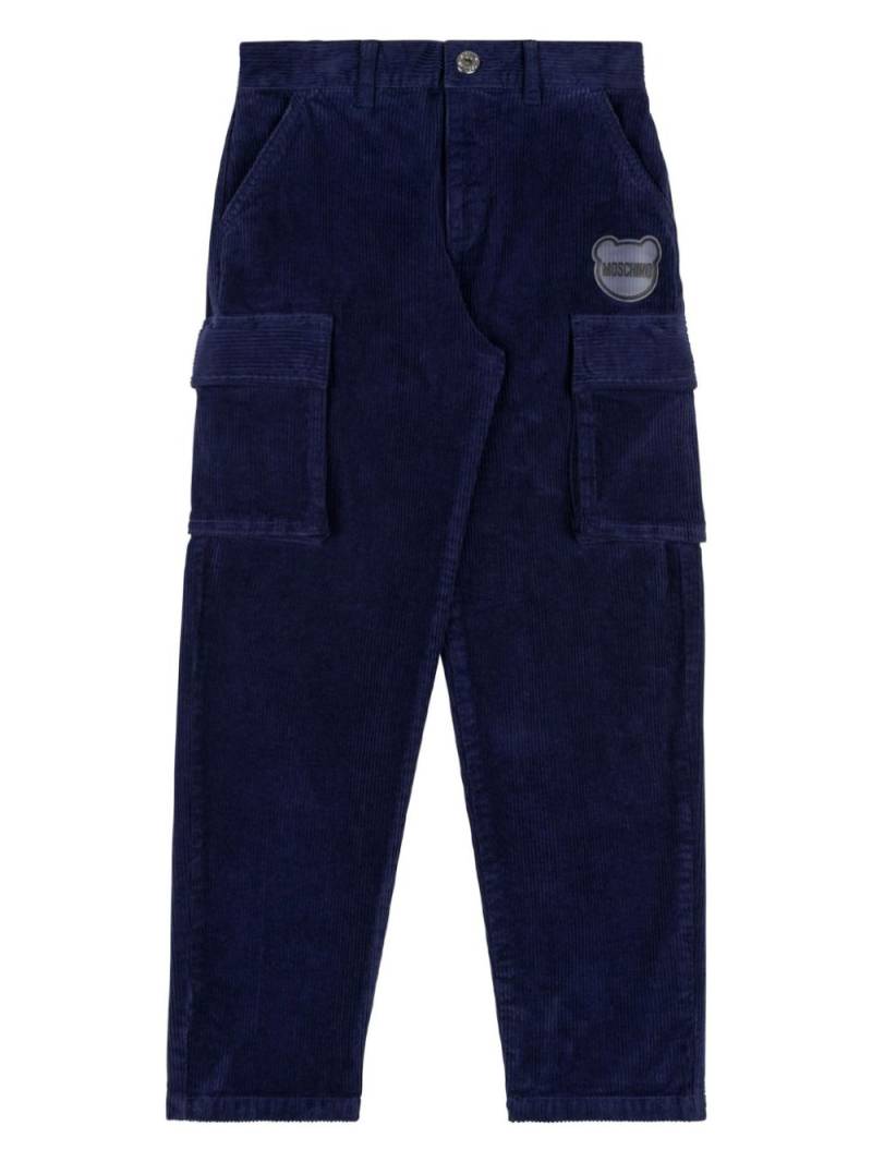 Moschino Kids logo-appliquéd cargo trousers - Blue von Moschino Kids