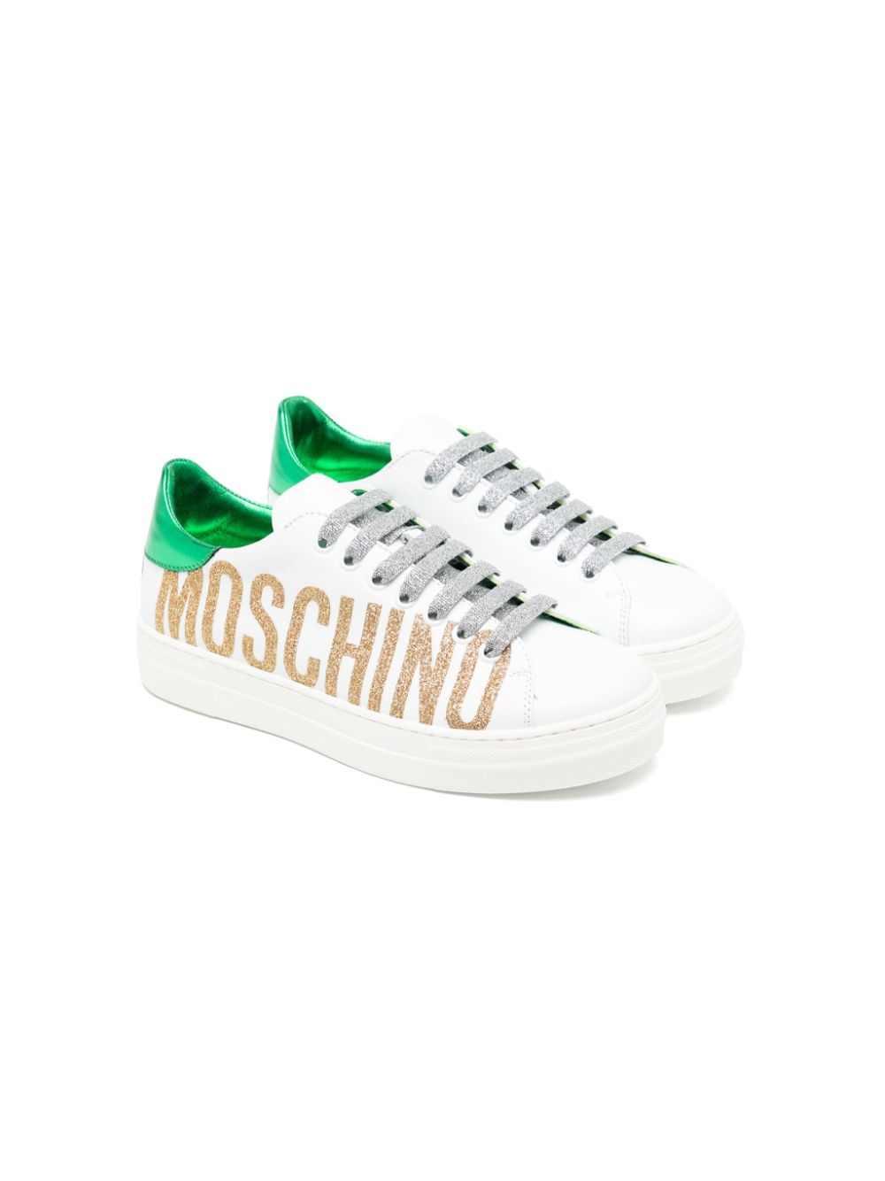 Moschino Kids logo-embellished glitter-detail sneakers - White von Moschino Kids