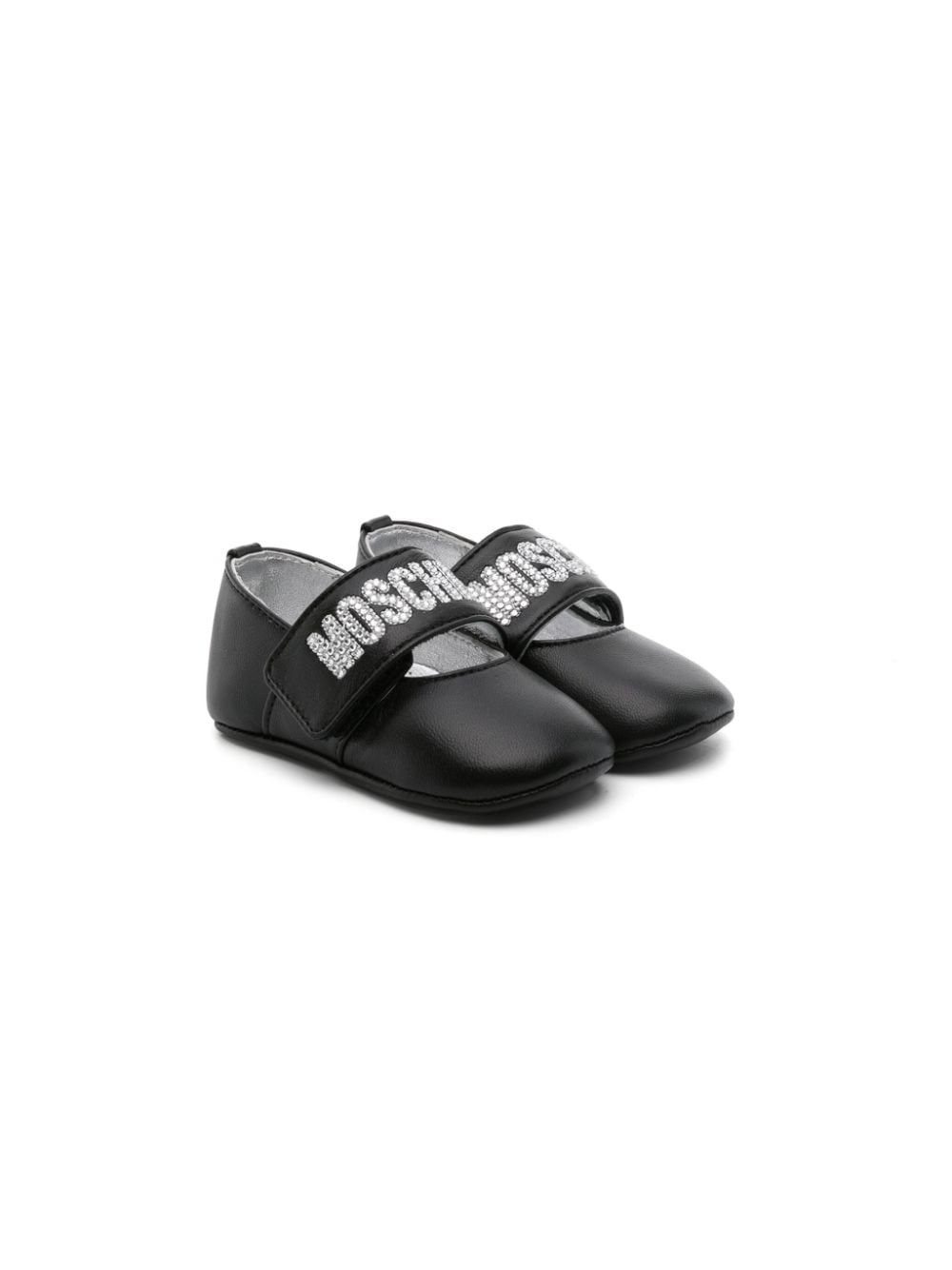 Moschino Kids logo-embellished leather pre-walkers - Black von Moschino Kids